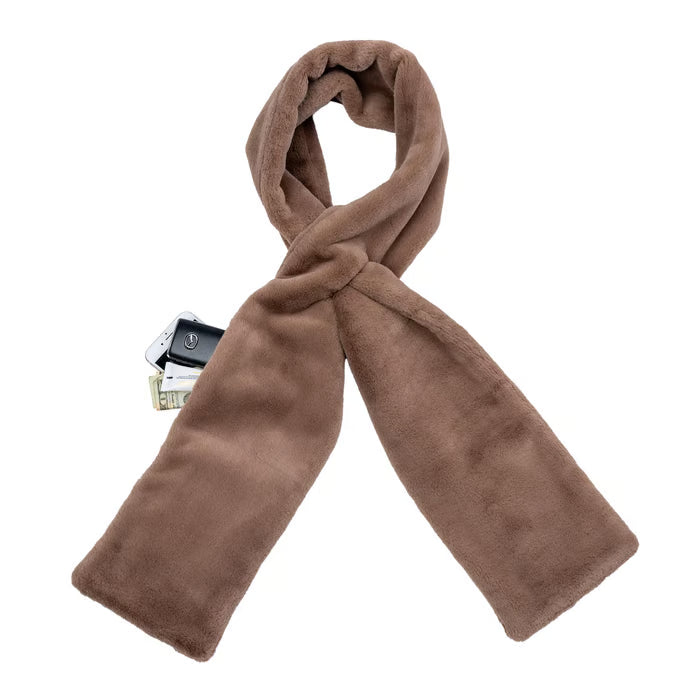🔥Christmas Sale Faux 🔥Fur Scarf With Hidden Zipper Pocket