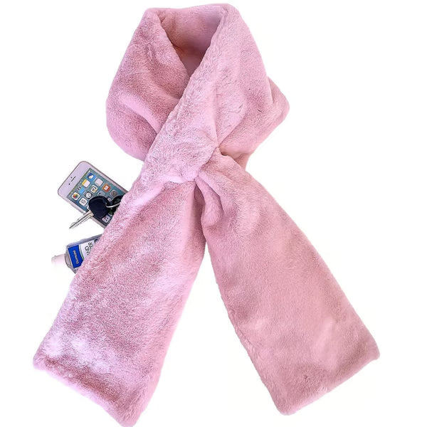 🔥Christmas Sale Faux 🔥Fur Scarf With Hidden Zipper Pocket