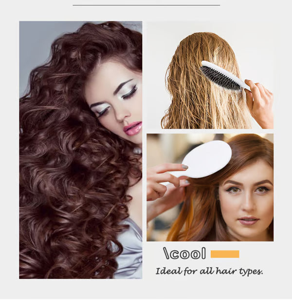 Bestselling 5x Sold Out Paddle Brush - Smoother, Stronger, Shinier Hair | Boar + Nylon Bristles with Microsphere Massage Tips