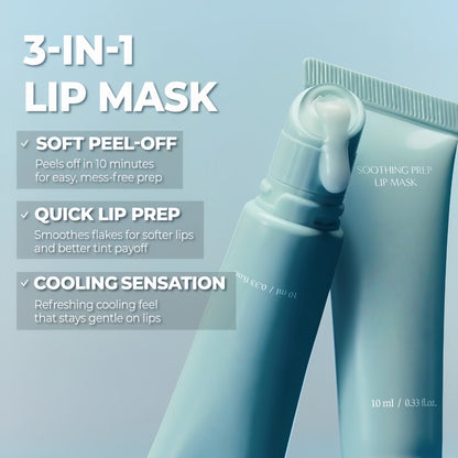 💋Soothing Prep Lip Mask — Cooling peel-off lip mask for smoother lip prep and a hydrated feel